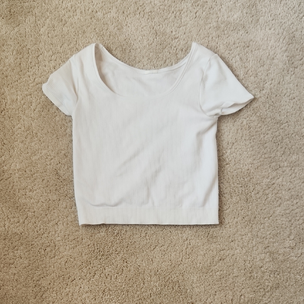 Athleta Girl Rise Above Rib Crop Tee, SIZE L/12, Color: White